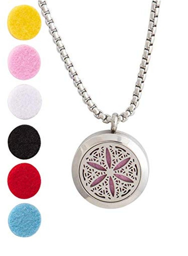 mEssentials Wild Essentials Tree of Life, Flower of Life and Cross Essential Oil Diffuser Necklace Stainless Steel Locket Pendants with 24 inch Chains and 36 Refill Pads - Image 5
